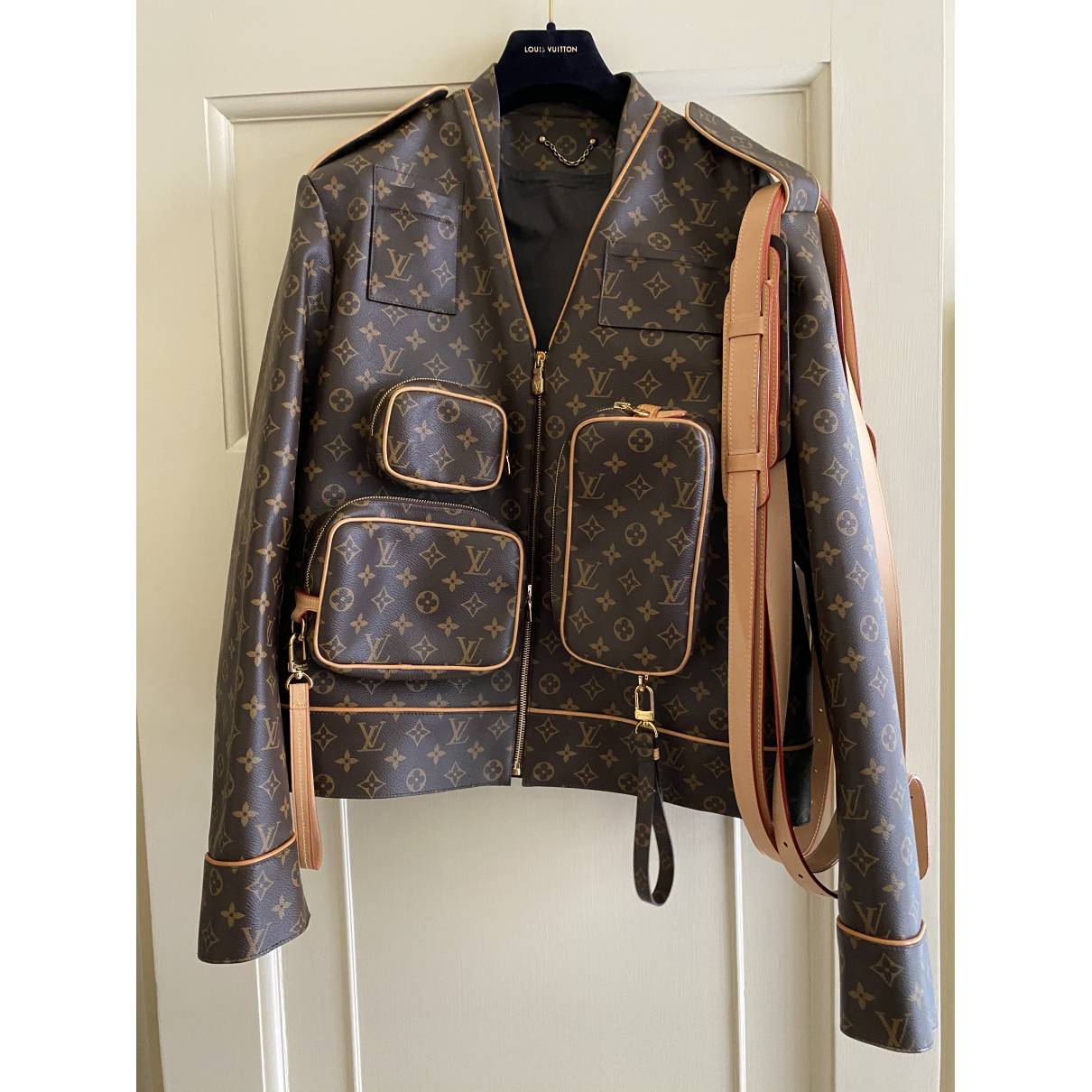 Louis Vuitton Monogram Admiral Leather Jacket 46 Virgil Abloh