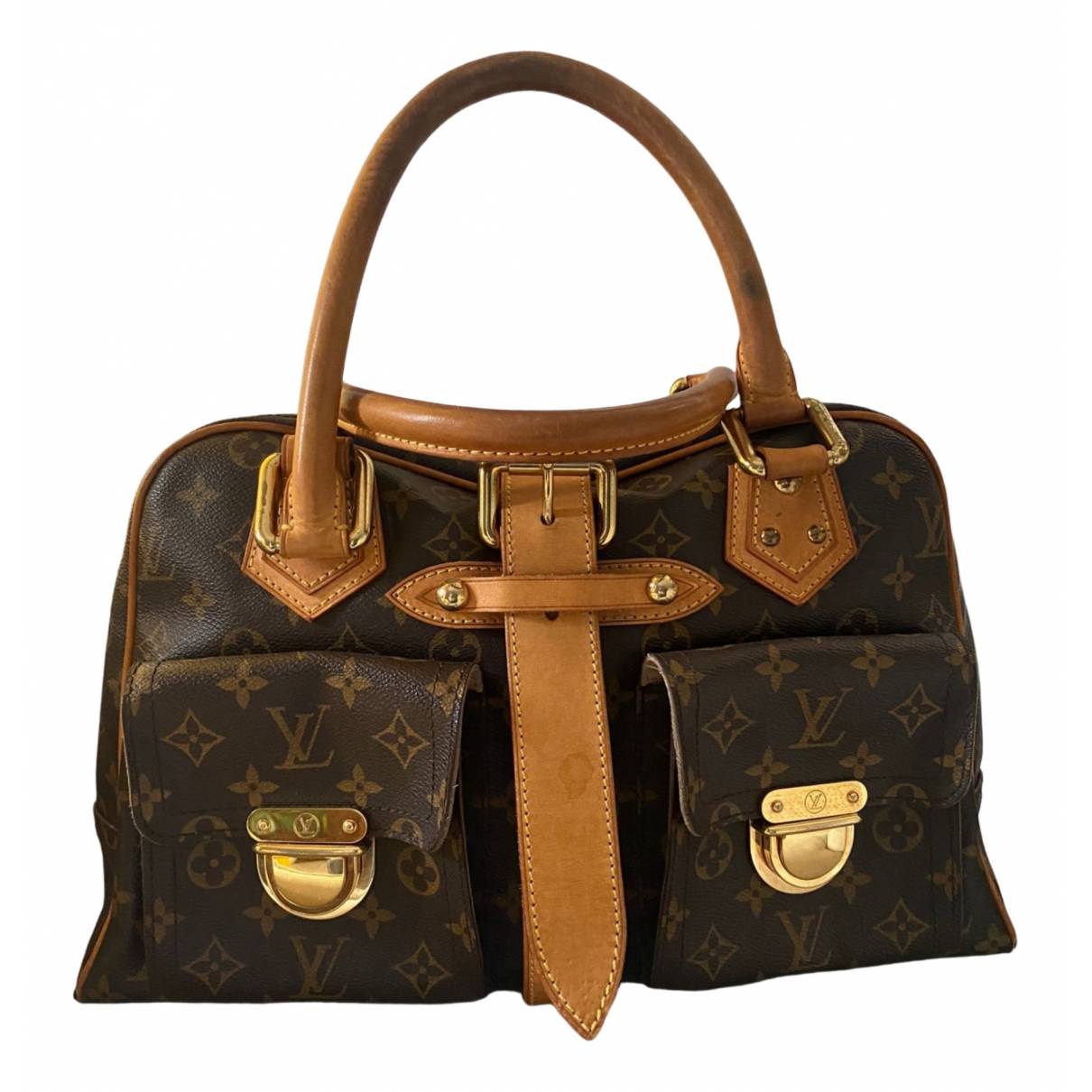 Manhattan leather handbag Louis Vuitton Brown in Cloth - 35328551