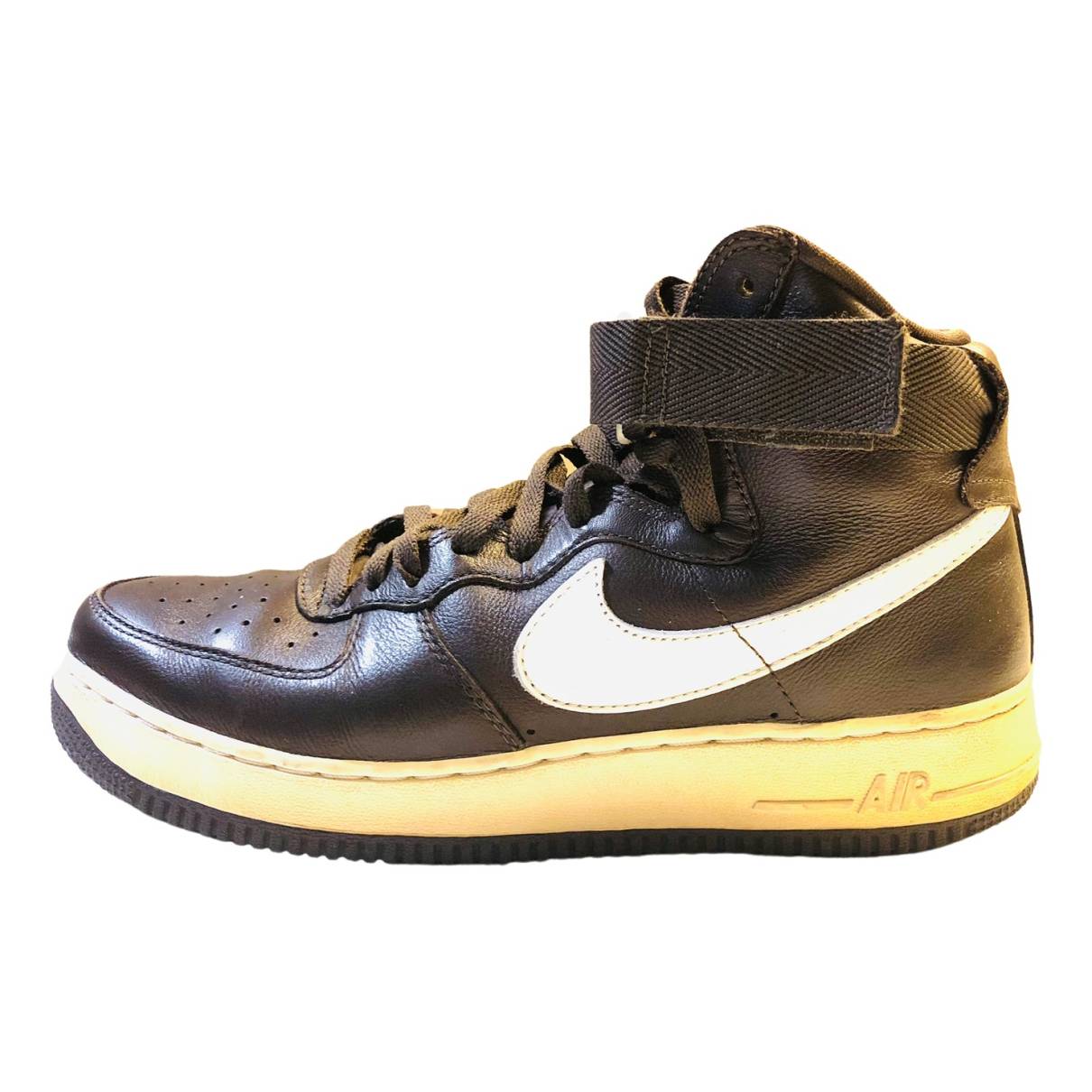 Air force 1 leather high trainers Nike Brown size 42.5 EU in Leather -  33893877