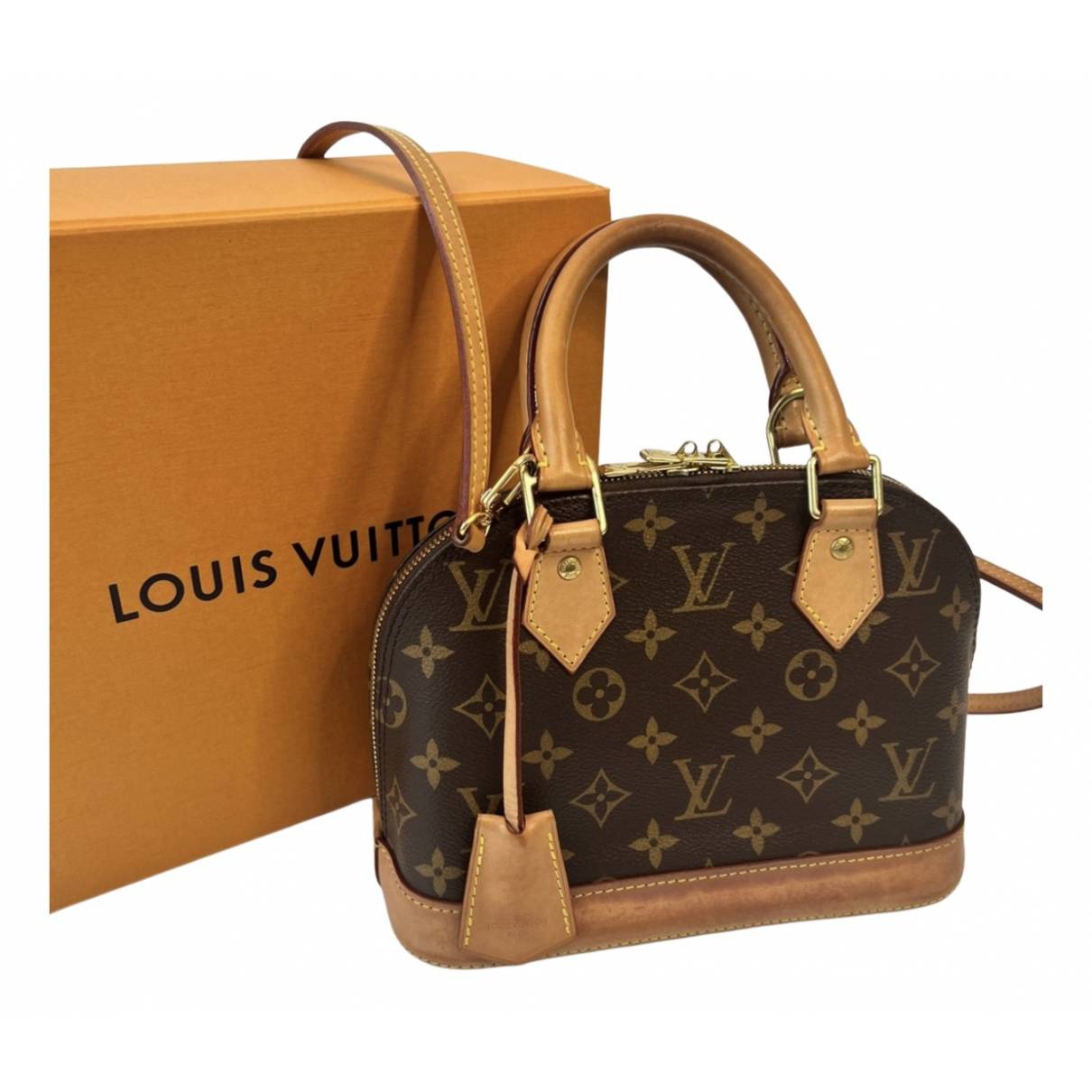 Alma bb leather handbag Louis Vuitton Brown in Leather - 27638792