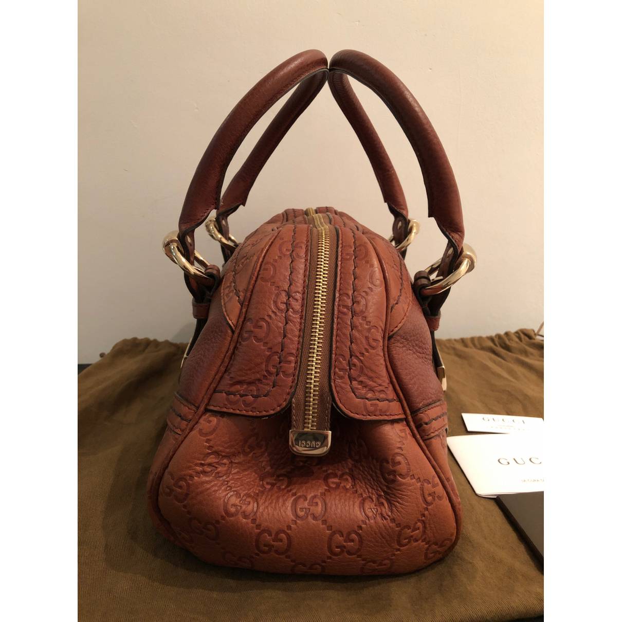 Gucci - Authenticated Bamboo Daily Top Handle Handbag - Leather Brown Plain for Women, Never Worn