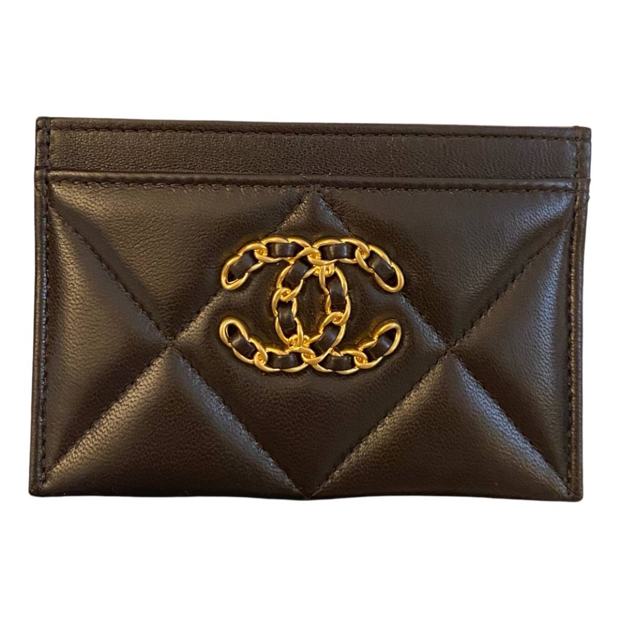 Chanel 19 leather card wallet Chanel Brown in Leather - 30466955