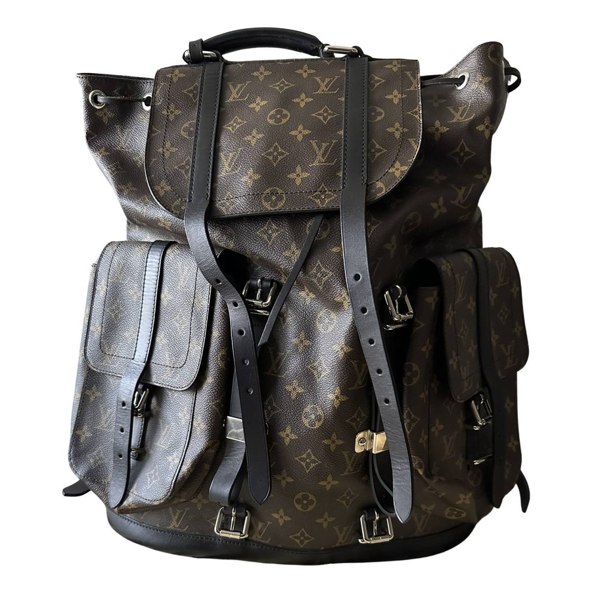 Christopher backpack leather travel bag Louis Vuitton Brown in