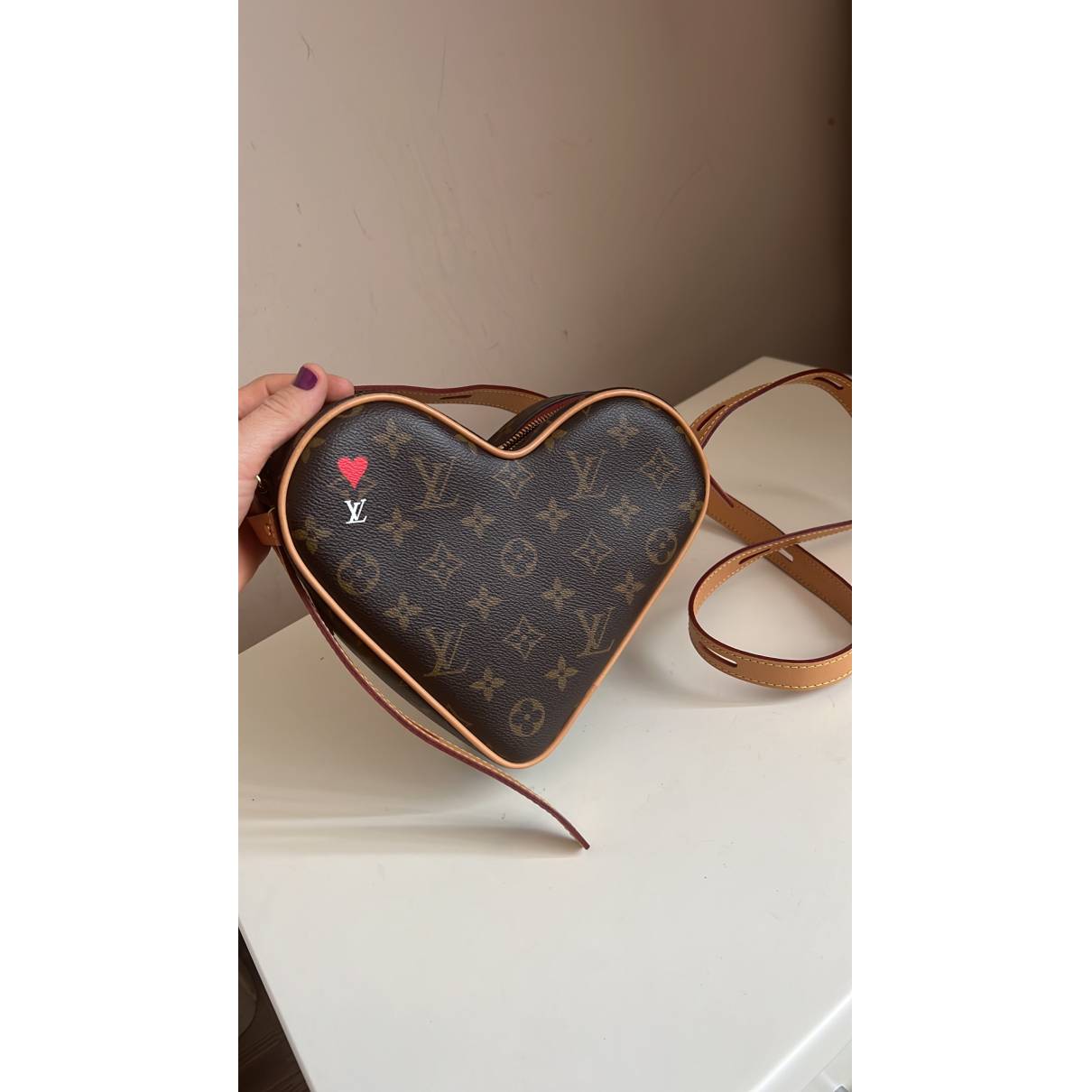 Coeur game on leather crossbody bag Louis Vuitton Brown in Leather -  29206739