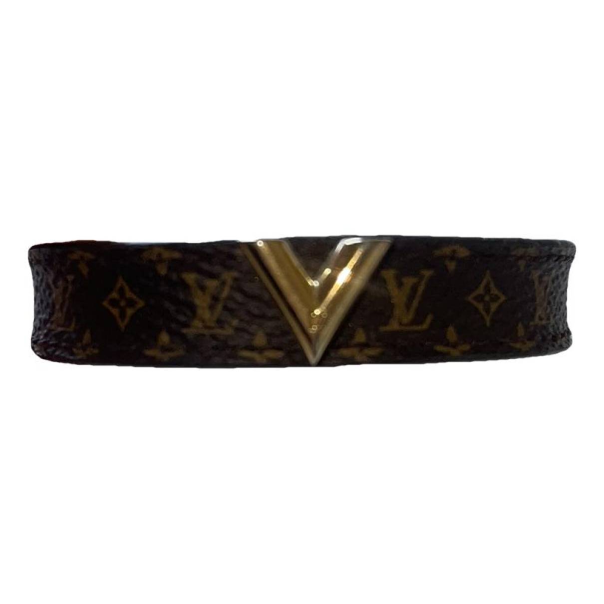 Essential v leather bracelet Louis Vuitton Brown in Leather - 37476319