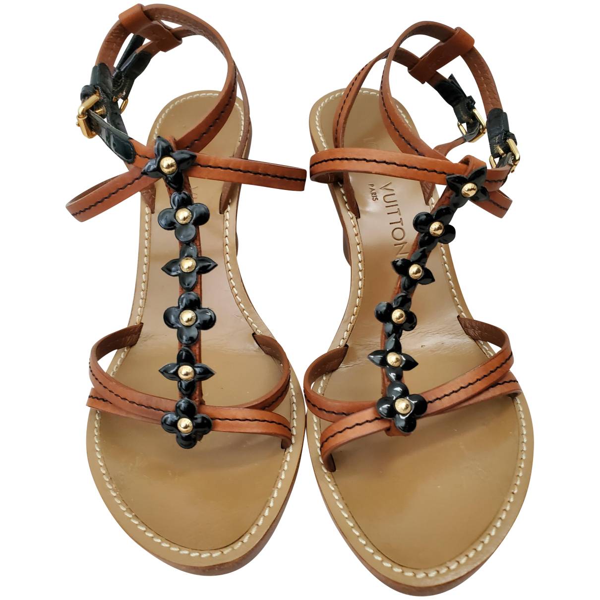 Leather sandal Louis Vuitton Brown size 36.5 EU in Leather - 25702350