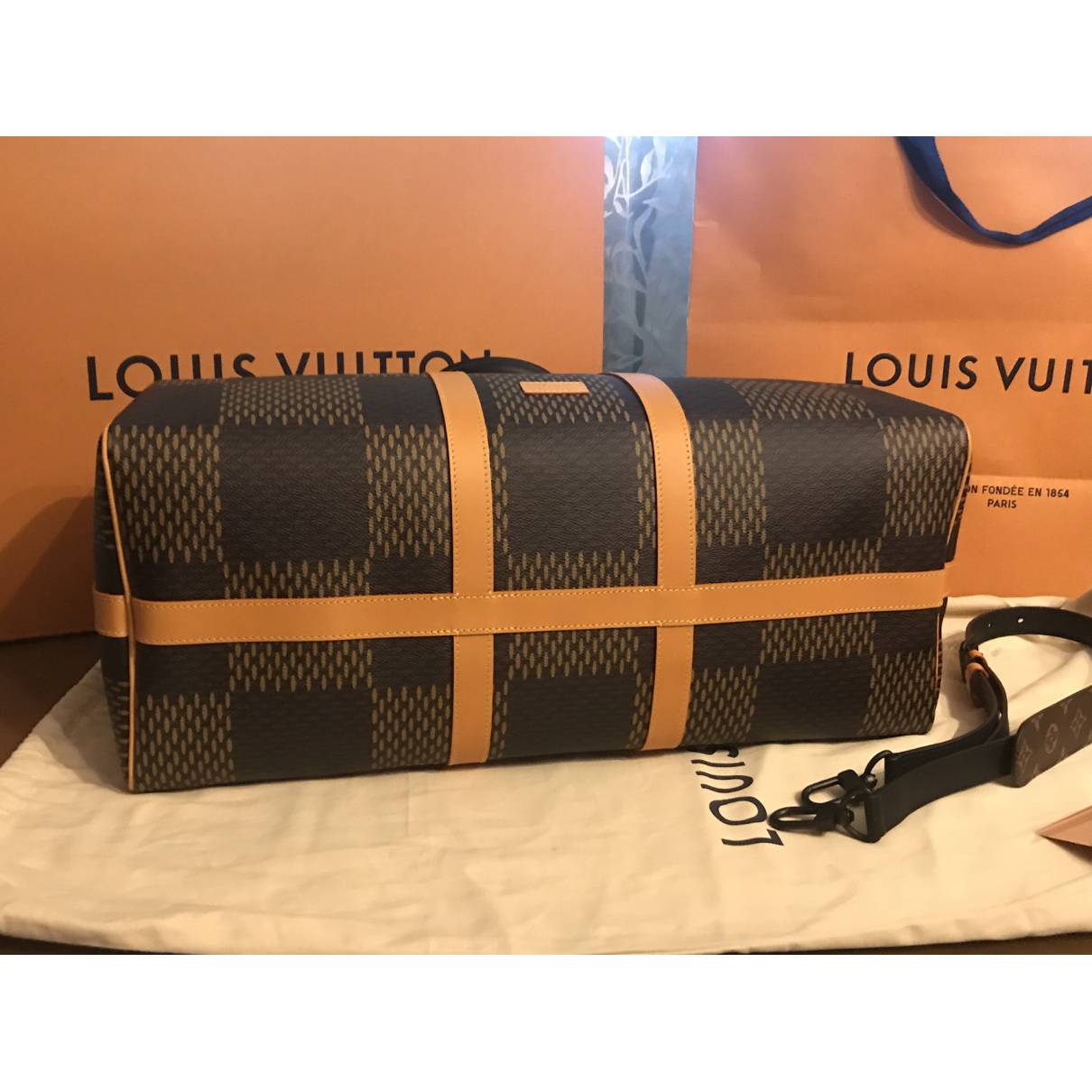Leather weekend bag Louis Vuitton x Nigo Brown in Leather - 35495476