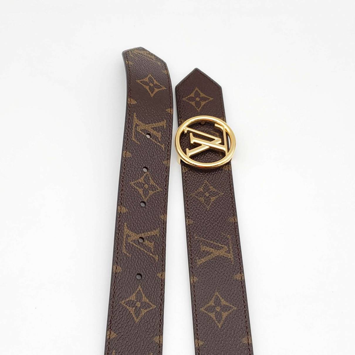 Lv circle leather belt Louis Vuitton Brown size 85 cm in Leather - 31114281