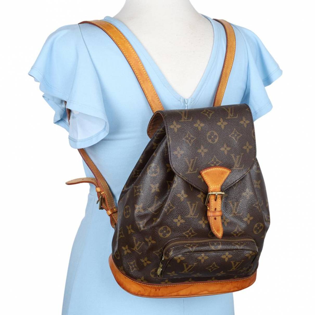 Montsouris leather backpack Louis Vuitton Brown in Leather - 33163264