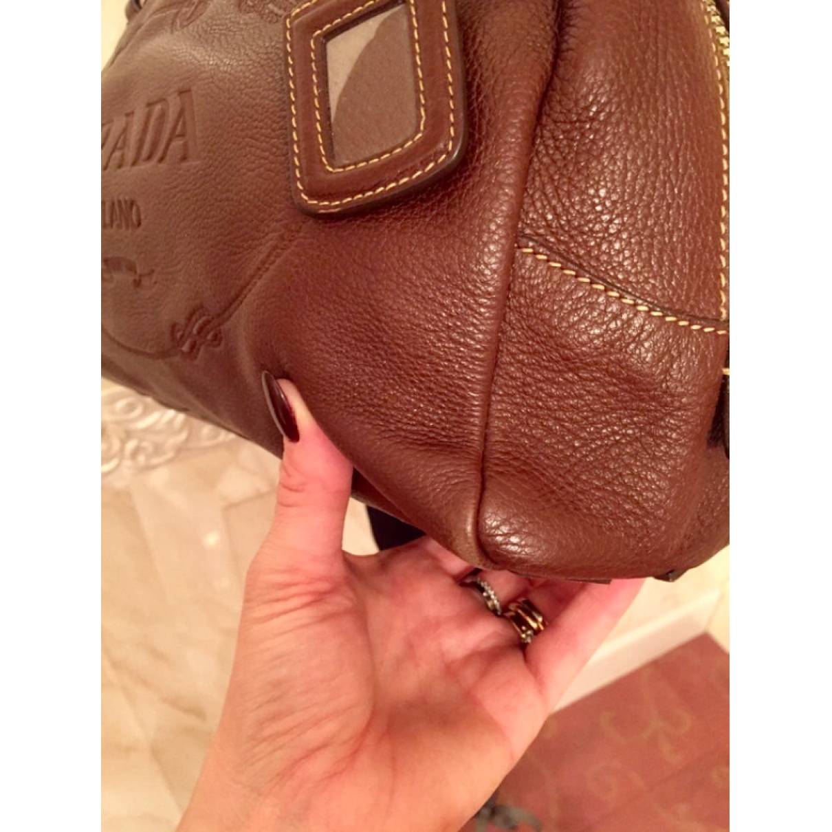 Prada Brown Leather Handbag  Leather handbags, Bags, Leather