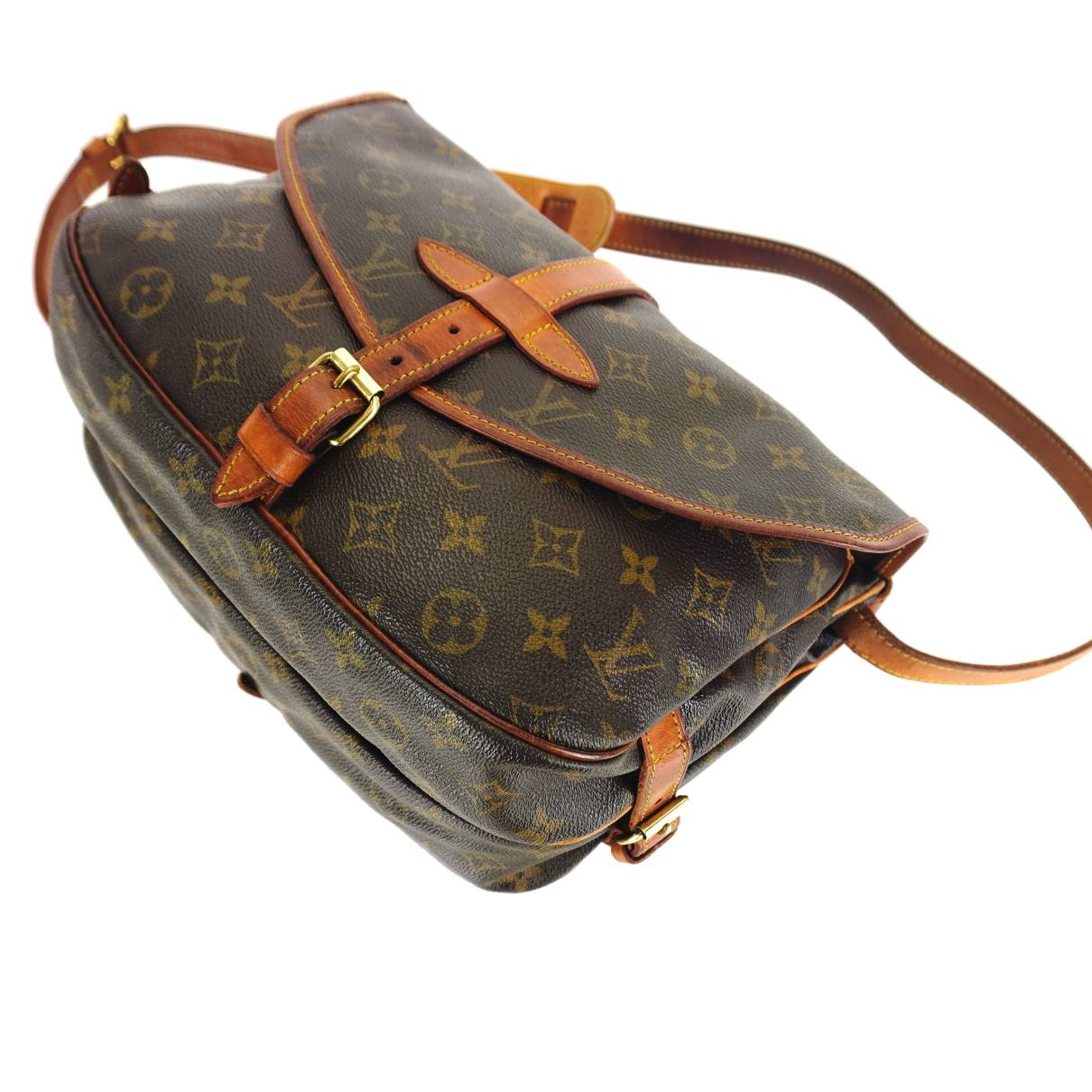 Saumur leather crossbody bag Louis Vuitton Brown in Leather - 32122520