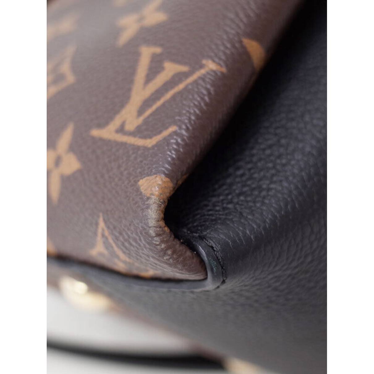 Louis Vuitton Soufflot MM Satchel Brown Monogram Black Noir Shoulder Handbag