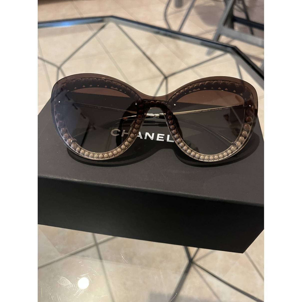 Goggle glasses Chanel Brown in Metal - 30313789