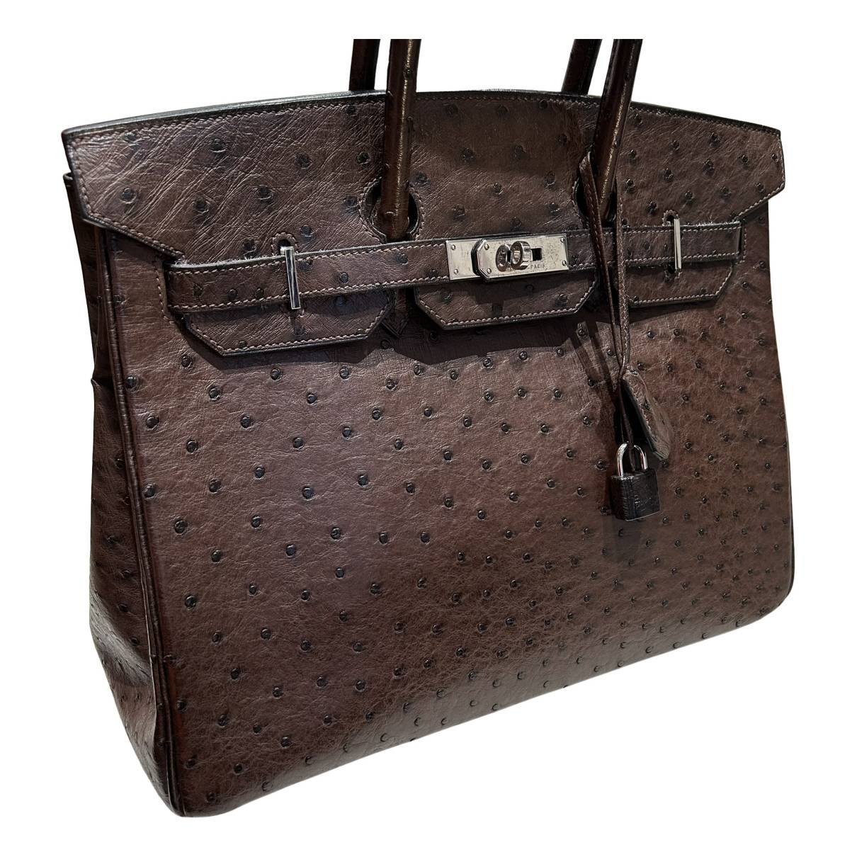 HERMÈS Limited Edition Ostrich Birkin 35 handbag in Brown and