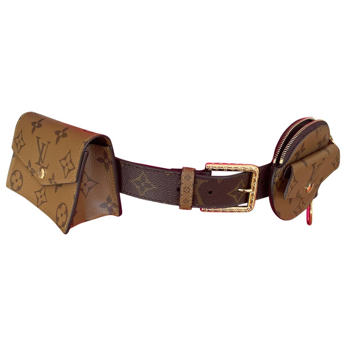 Daily multi pocket cloth belt Louis Vuitton Brown size 70 cm in
