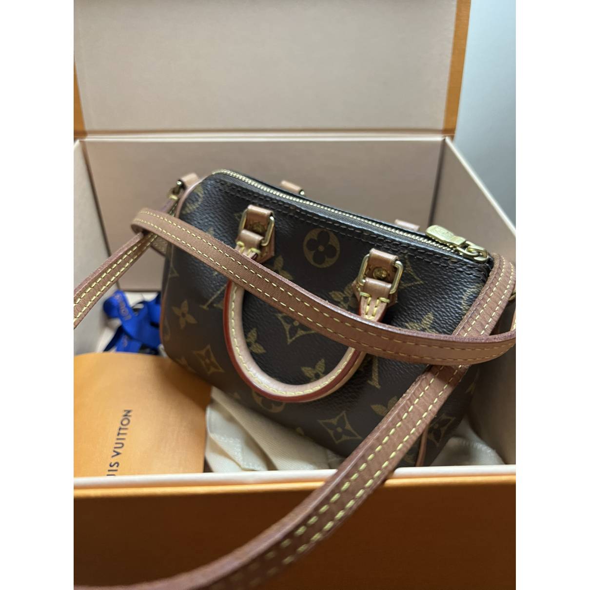 Louis Vuitton - Authenticated Nano Speedy / Mini HL Handbag - Patent Leather Brown for Women, Very Good Condition