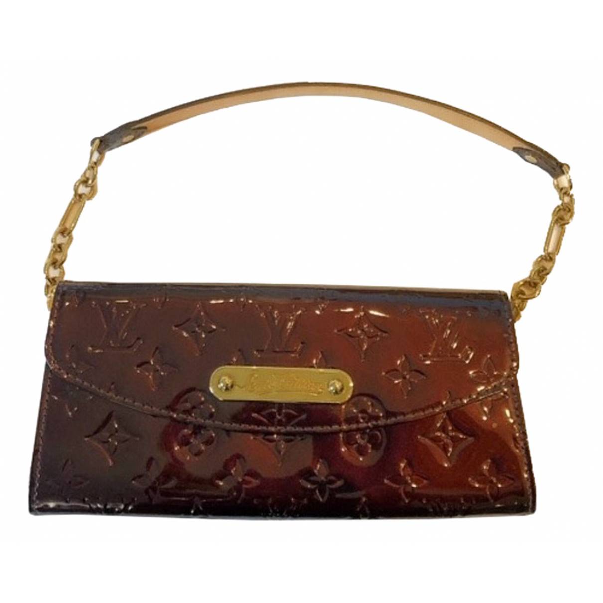 Sunset boulevard patent leather clutch bag Louis Vuitton Brown in Patent  leather - 12584343