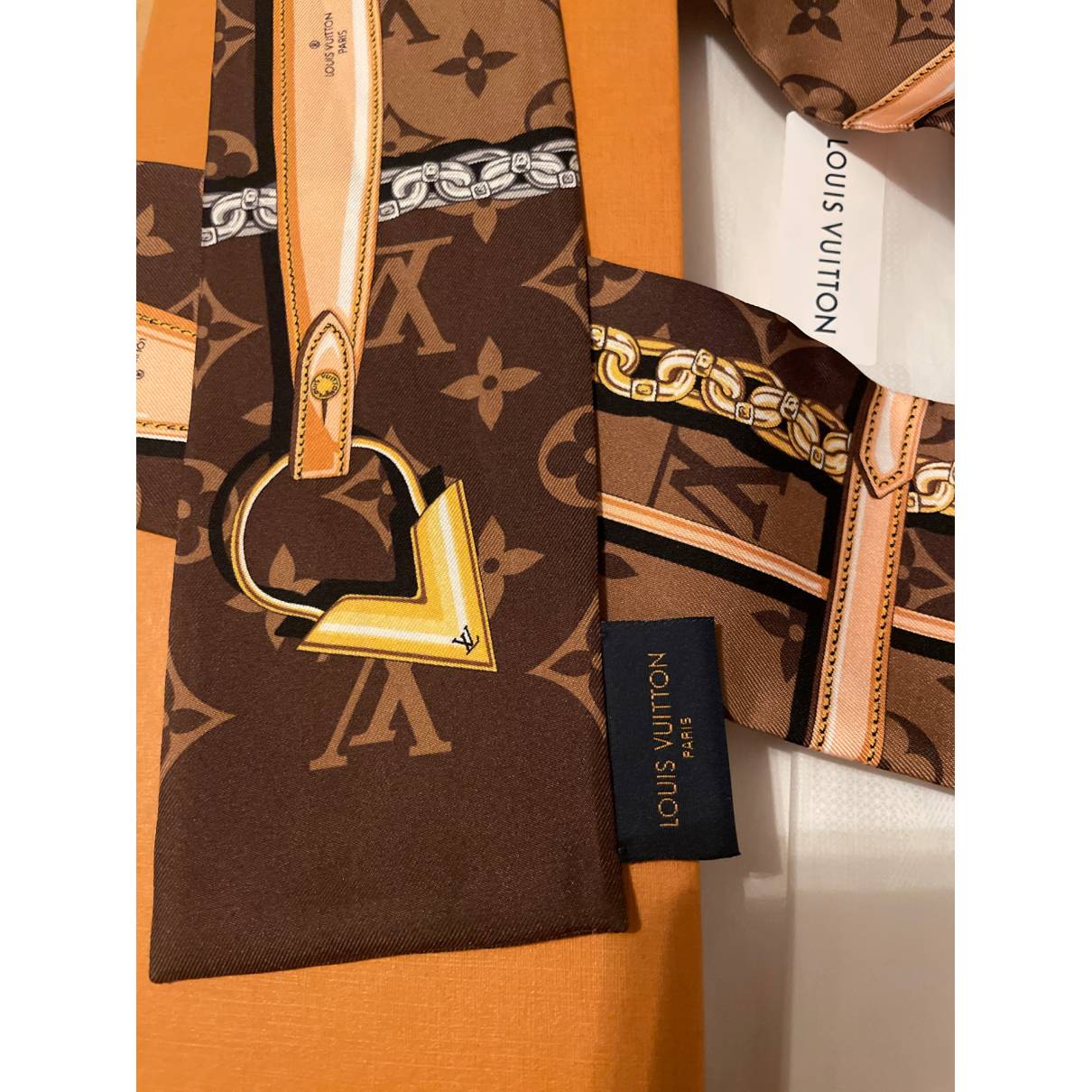 Louis Vuitton Monogram Confidential Bandeau Brown Twilly Silk Scarf