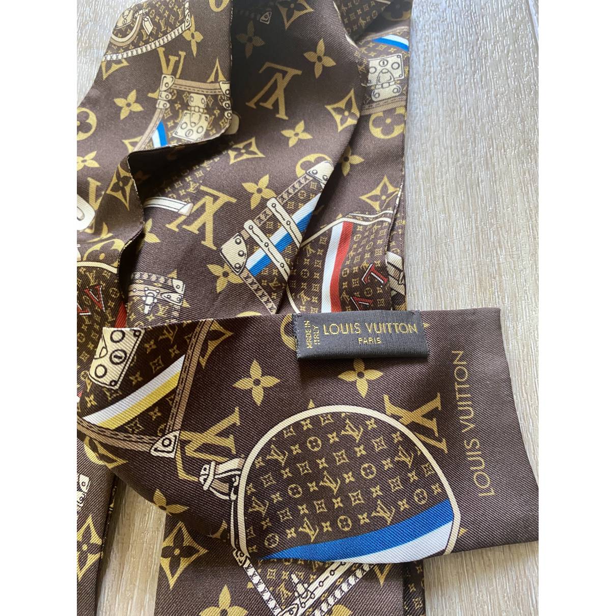 Louis Vuitton Brown Trunks Monogram Silk Scarf