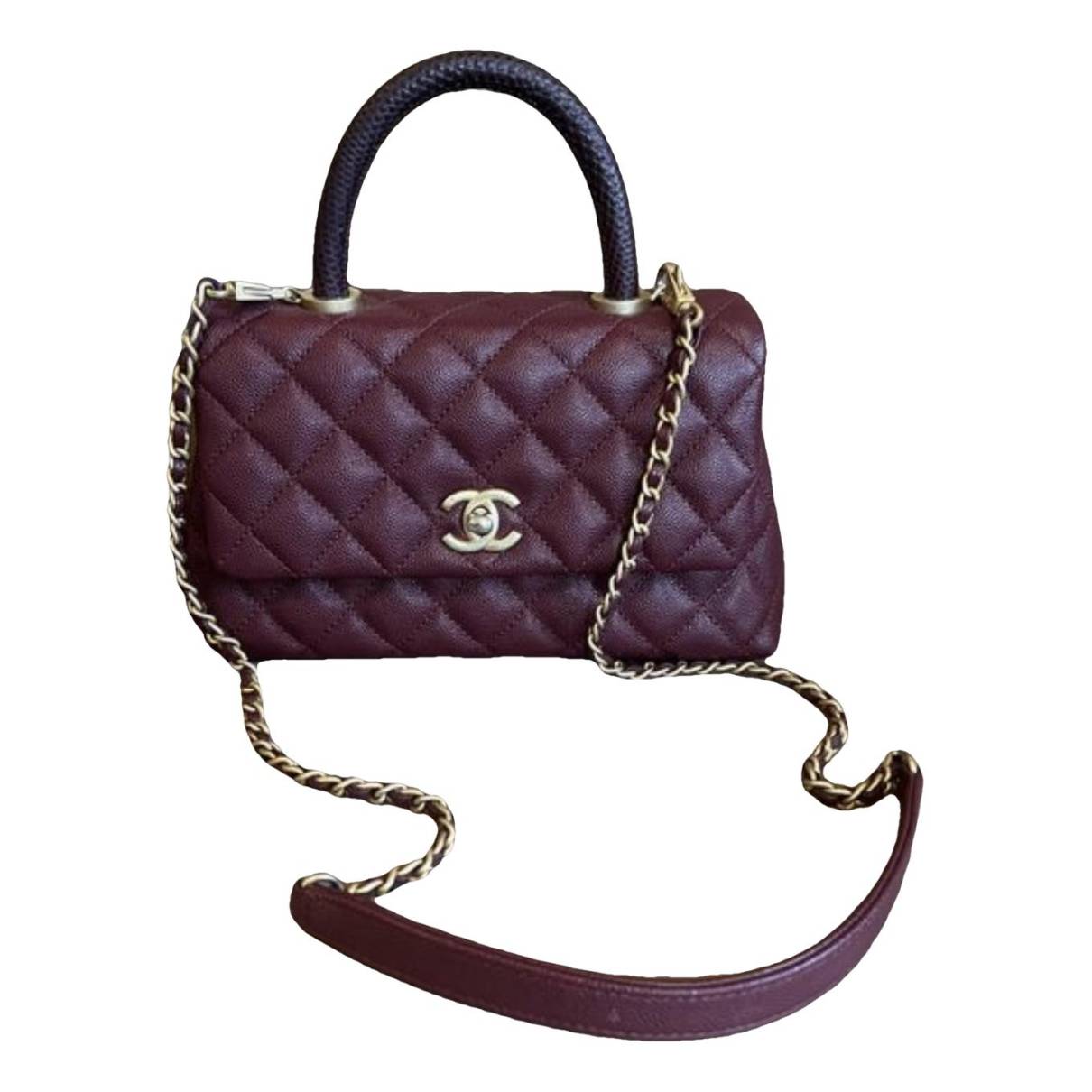 Coco handle leather handbag Chanel Burgundy in Leather - 36891645