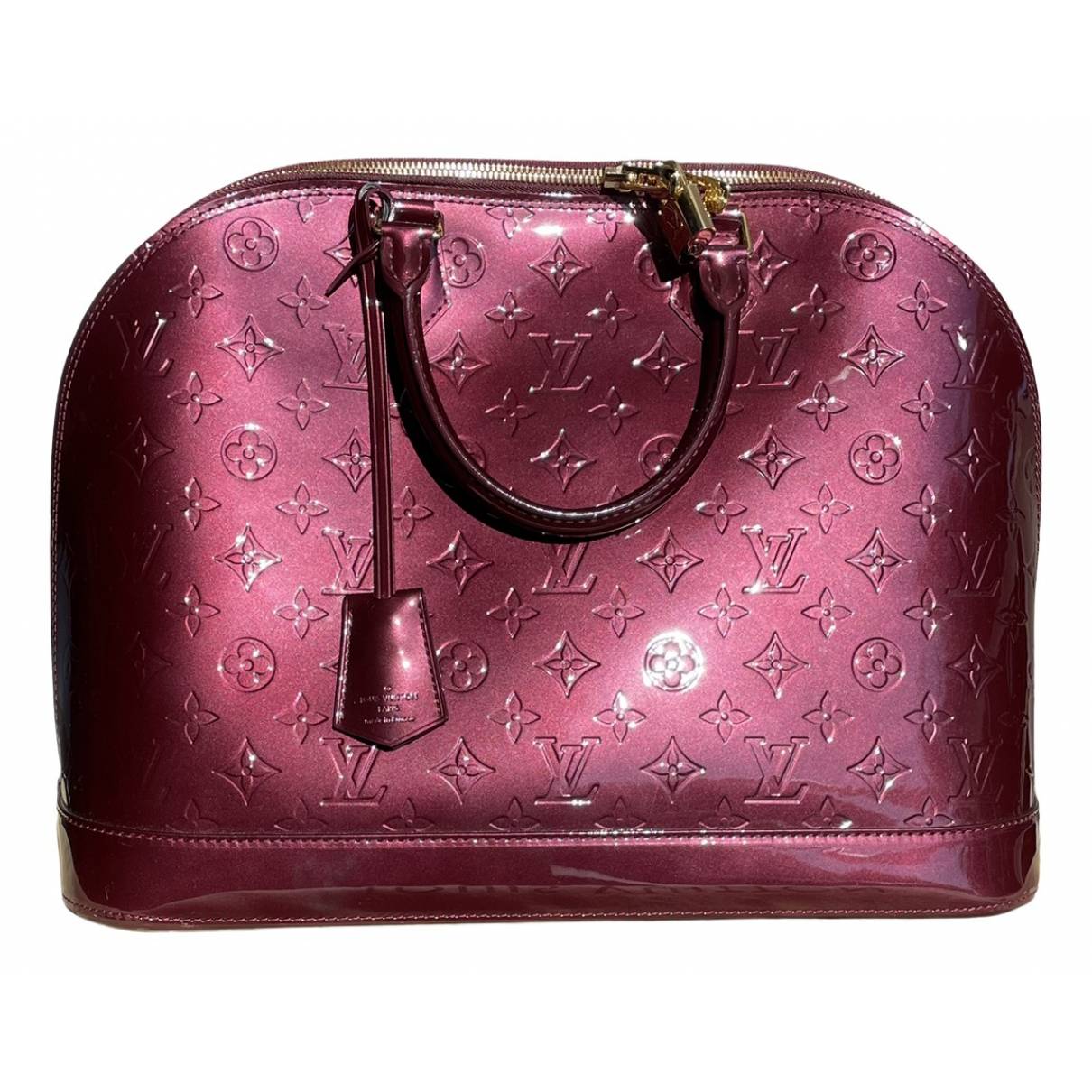 Louis Vuitton Alma Small Model Handbag in Burgundy Patent Epi
