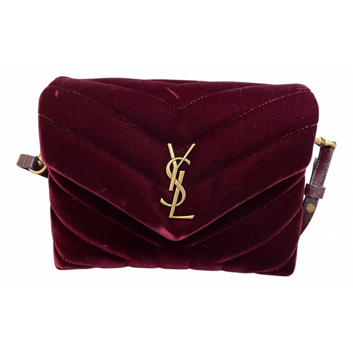Loulou velvet mini bag Saint Laurent Burgundy in Velvet - 21892175