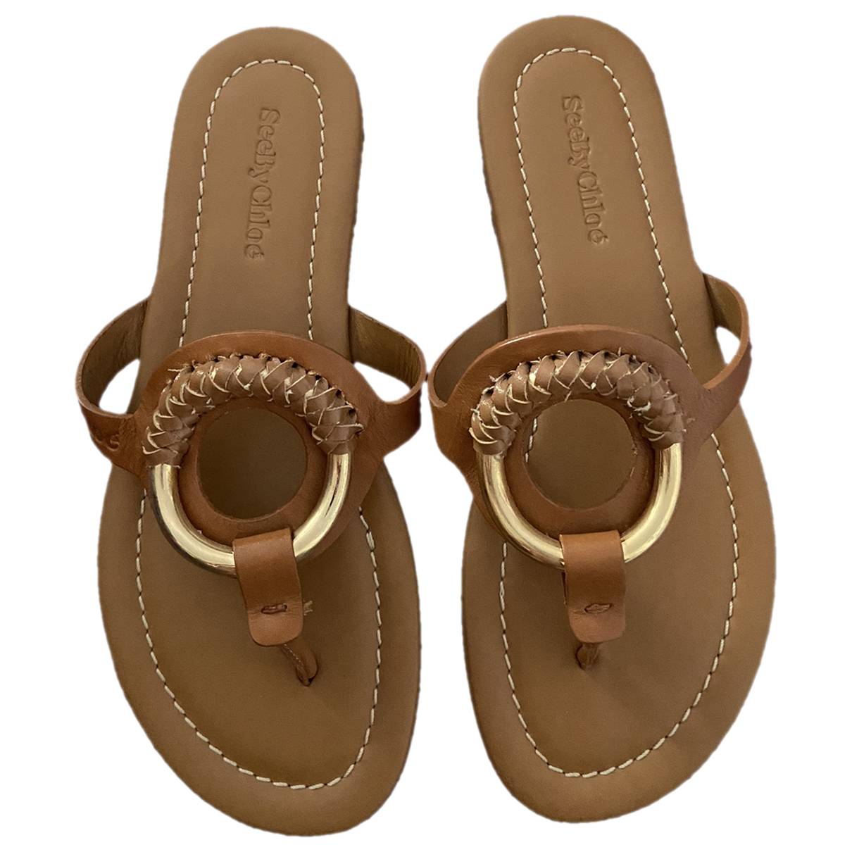 Leather flip flops See by Chloé