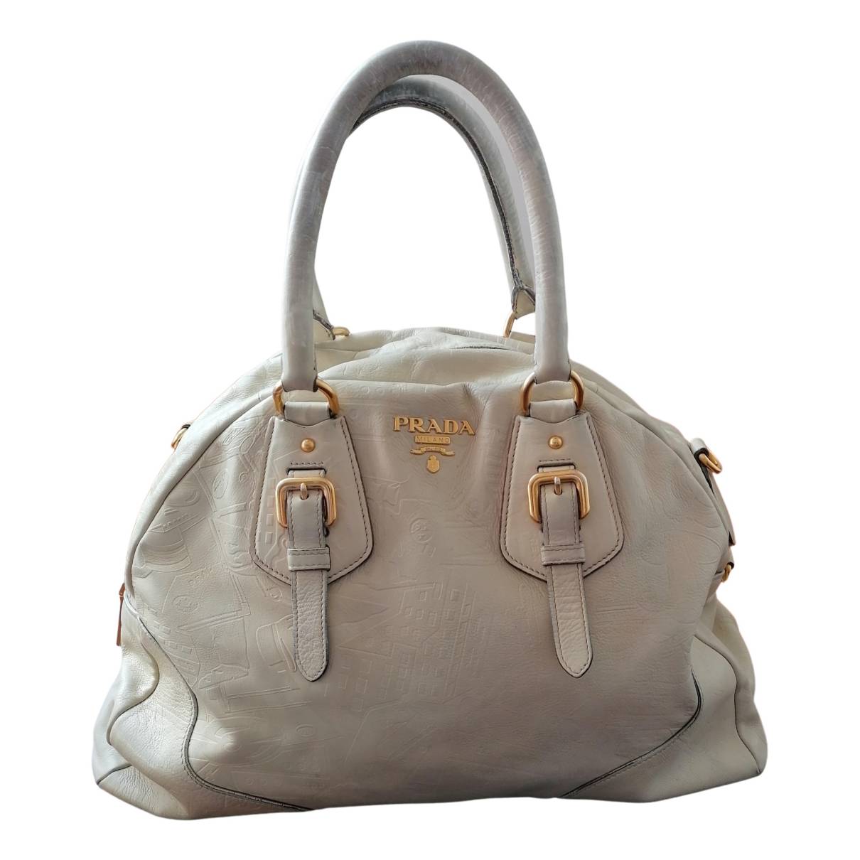 Leather handbag Prada Ecru in Leather - 27914725