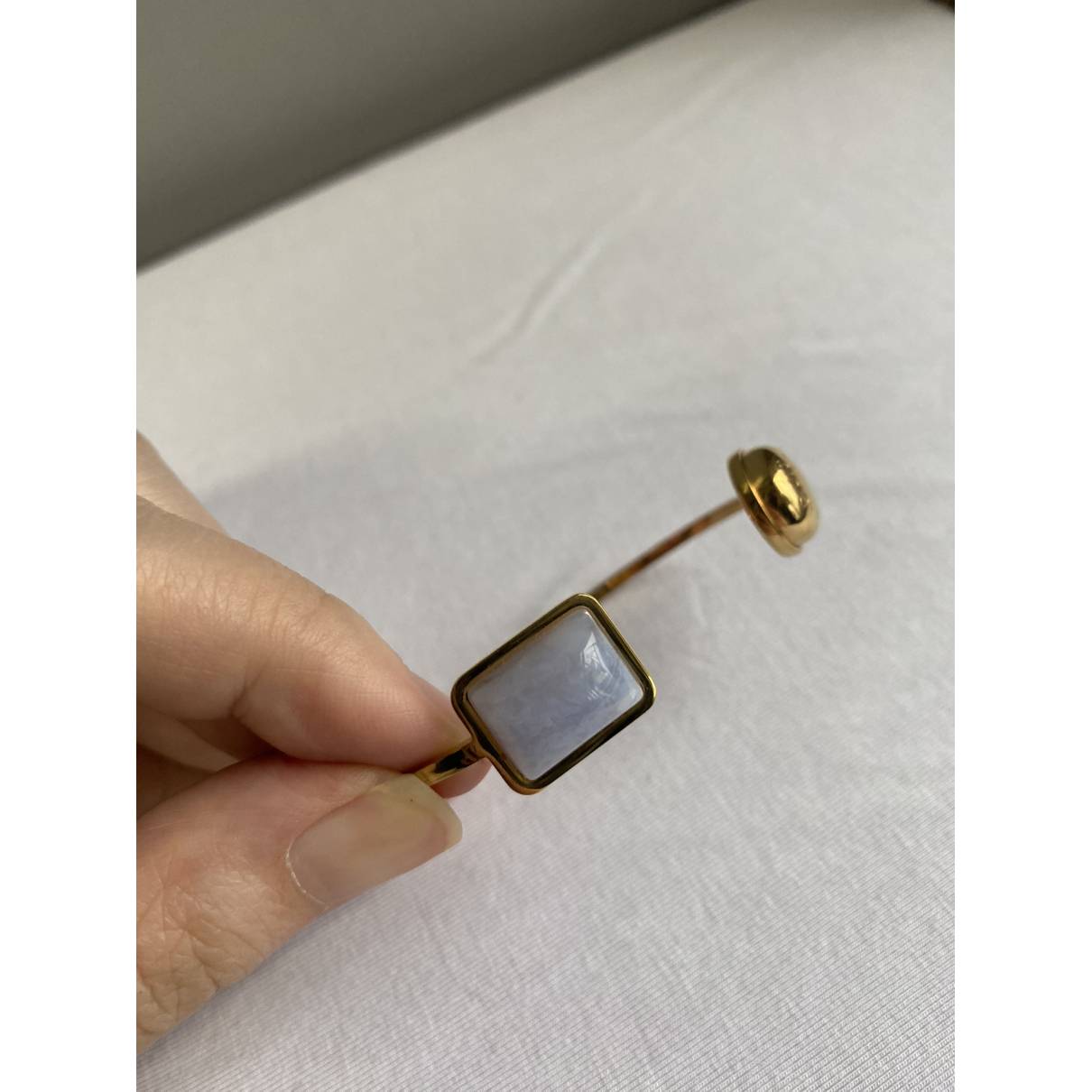 Louis Vuitton Cuff Nanogram M Size Monogram Silver Gold Studs