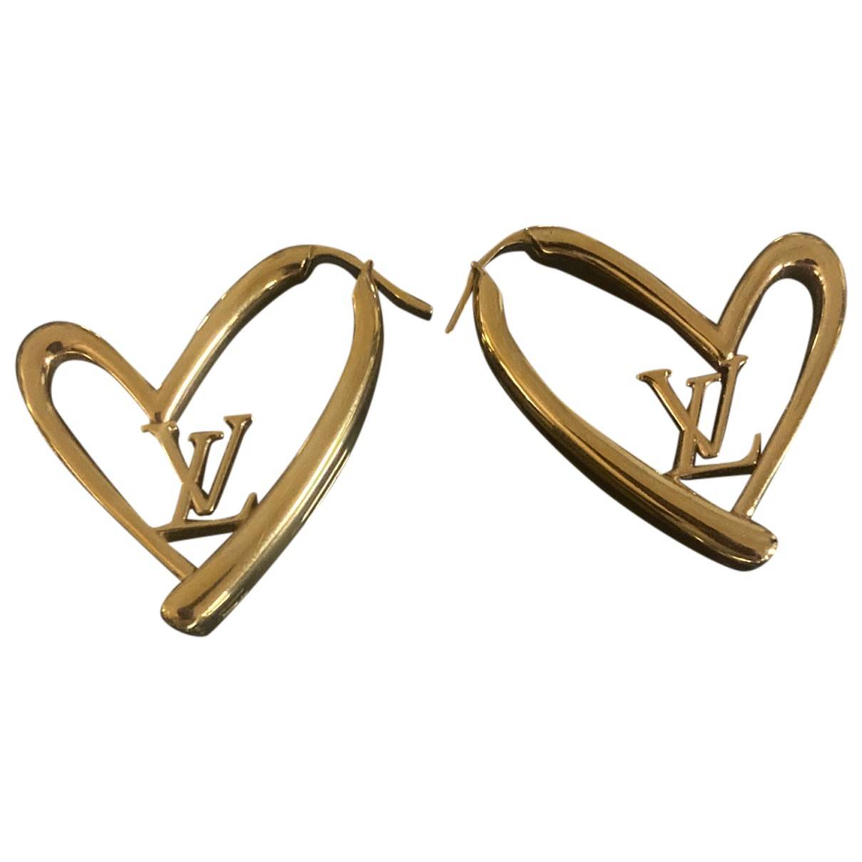 LOUIS VUITTON Metal Fall In Love Hoop Earrings GM Gold 839596