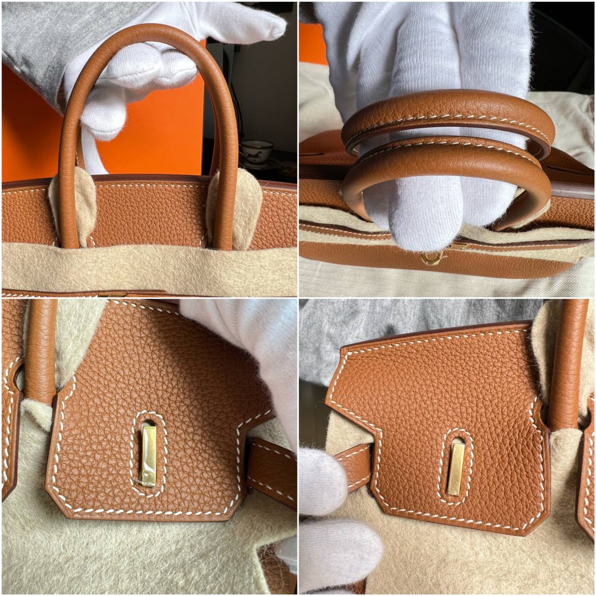 Birkin 25 leather handbag Hermès Grey in Leather - 35209137