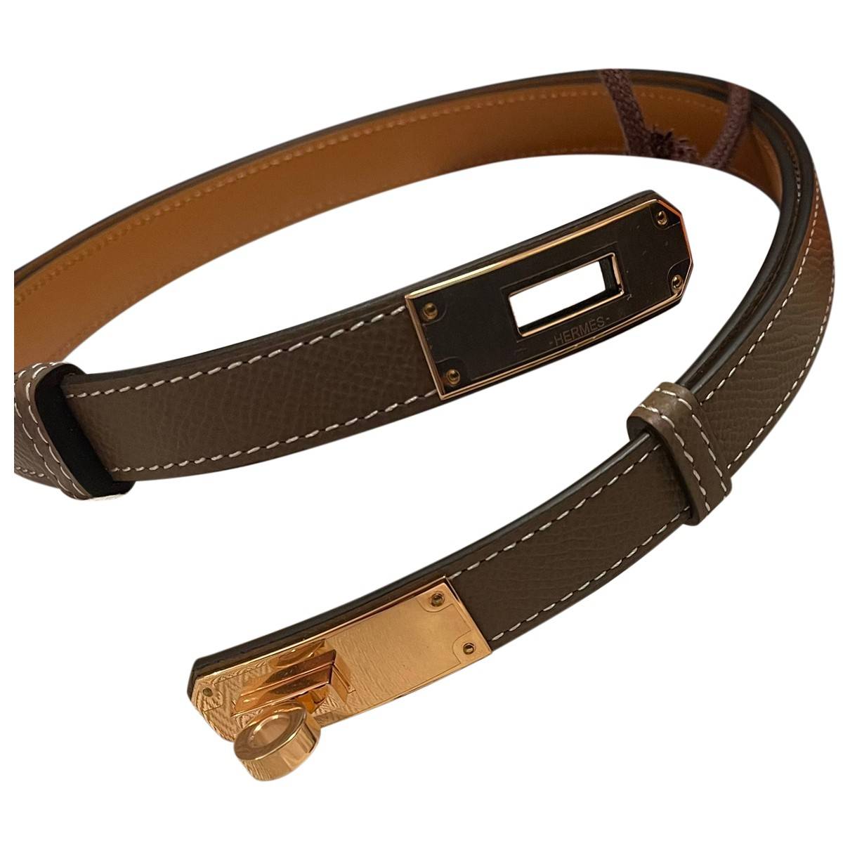 Hermes Gold Epsom Leather Kelly Belt Hermes