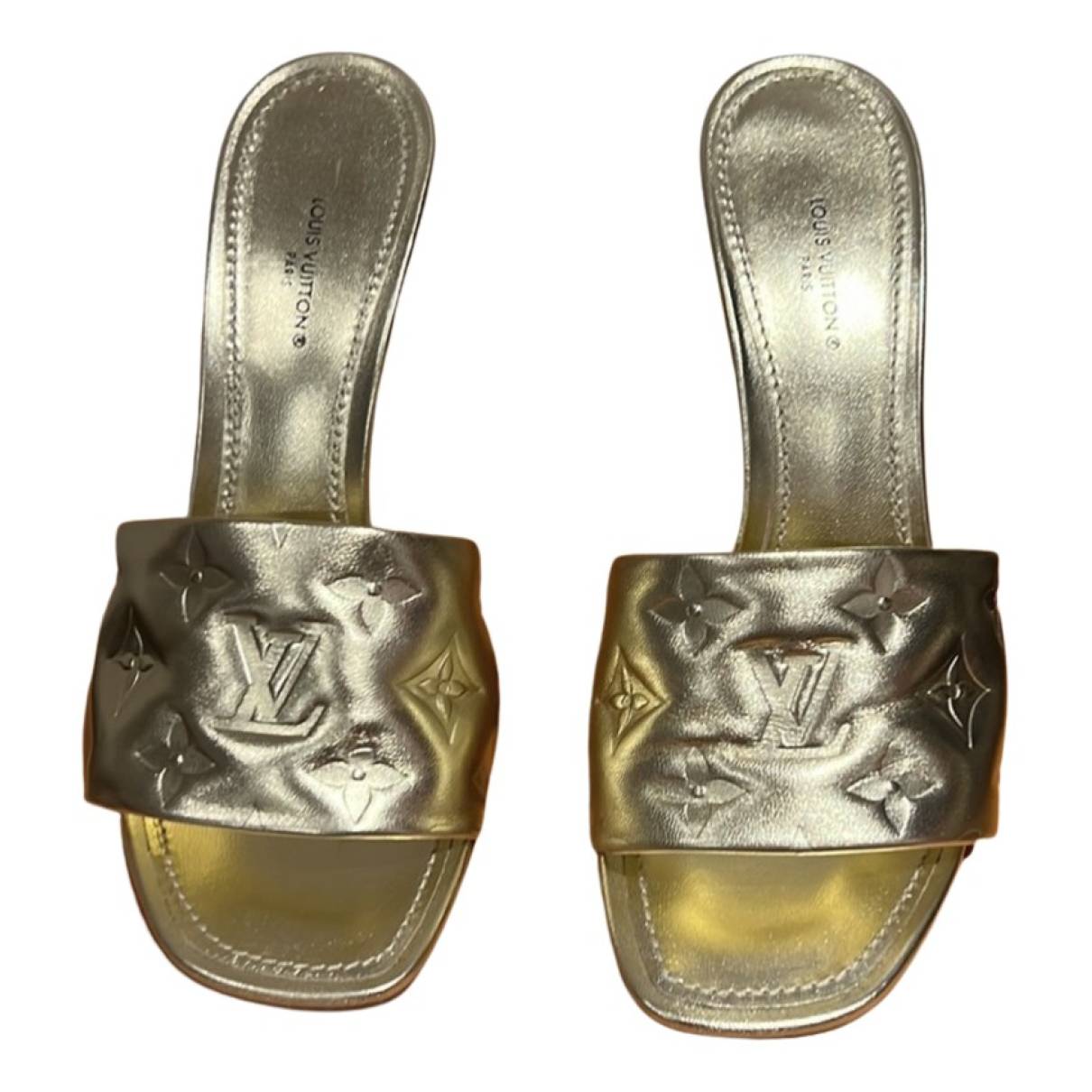 Leather mules Louis Vuitton Gold size 38.5 EU in Leather - 32982577