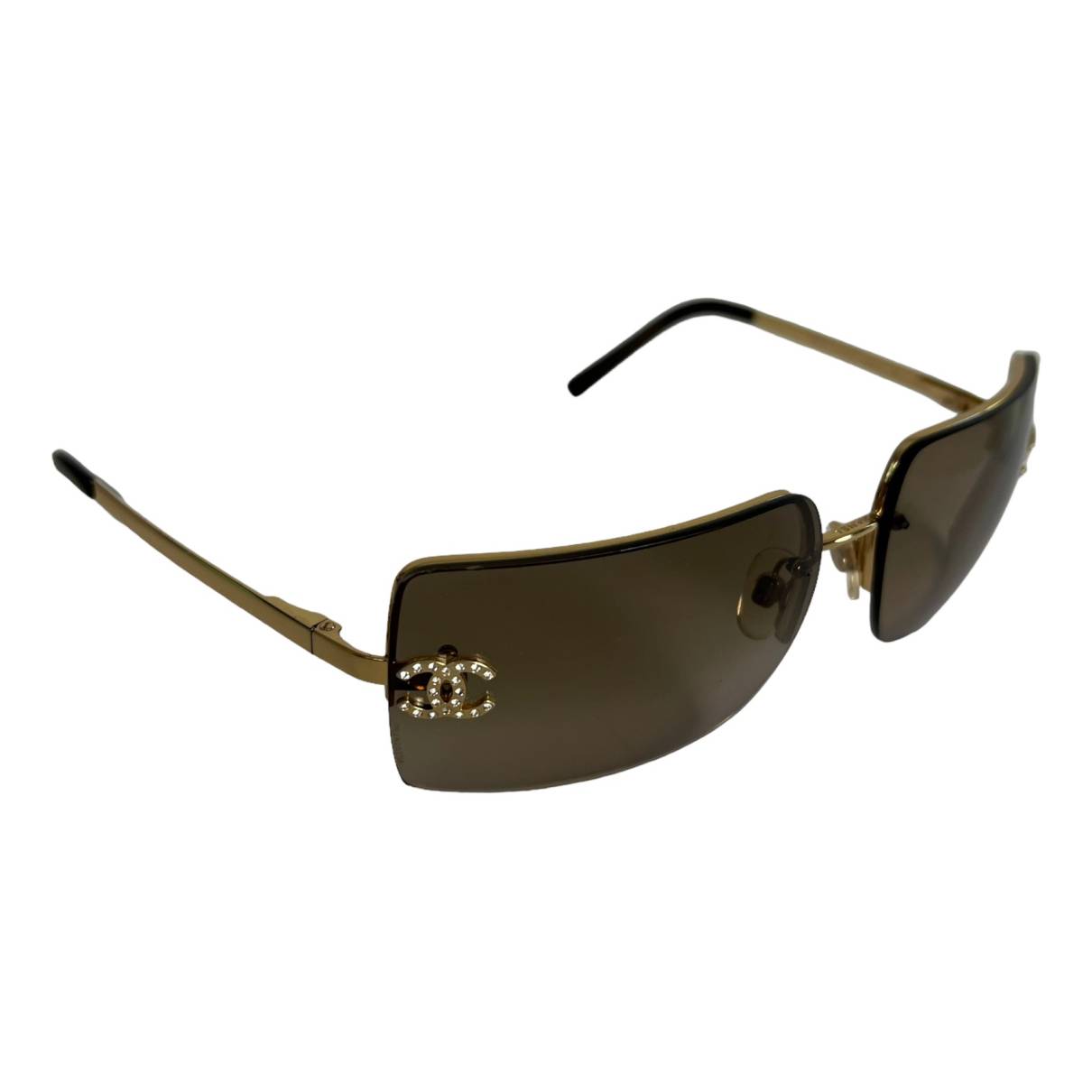 CHANEL Crystal CC Logo Sunglasses 4104-B Gold 579474