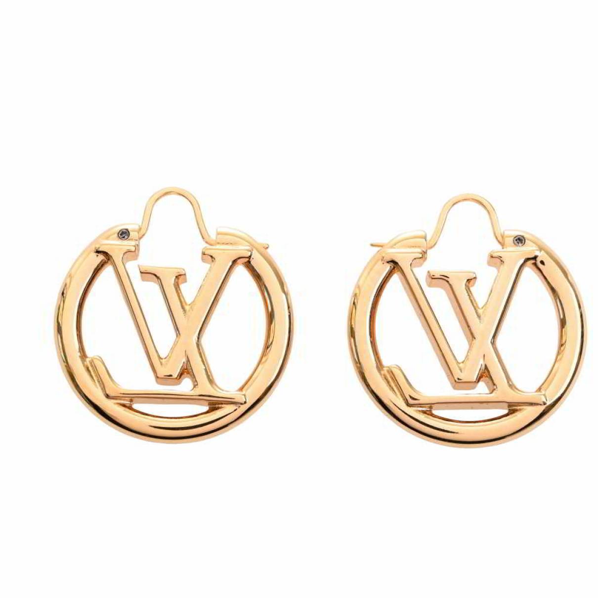 Louis Vuitton Louise Earrings ( mid size LV hoop earrings) 