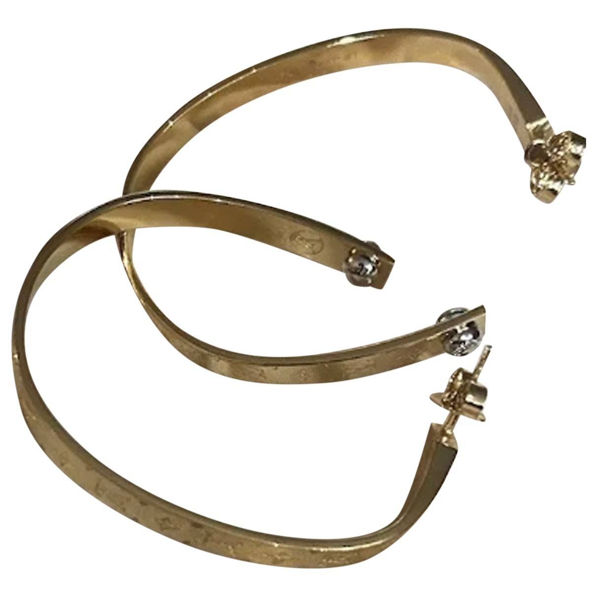 LOUIS VUITTON Metal Nanogram Hoop Earrings Gold | FASHIONPHILE
