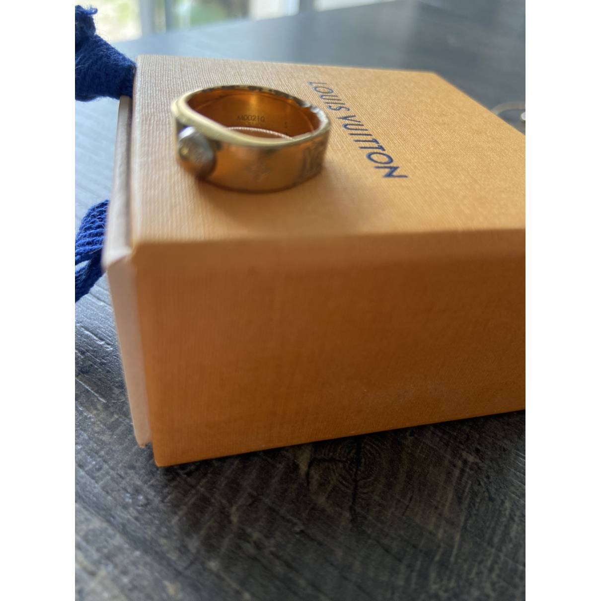 Louis Vuitton 2017 Gold Nanogram Belt Motif Ring · INTO