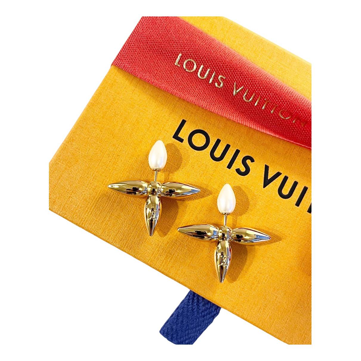 Louis Vuitton Goldtone/Silvertone Metal Louisette Stud Earrings - Yoogi's  Closet