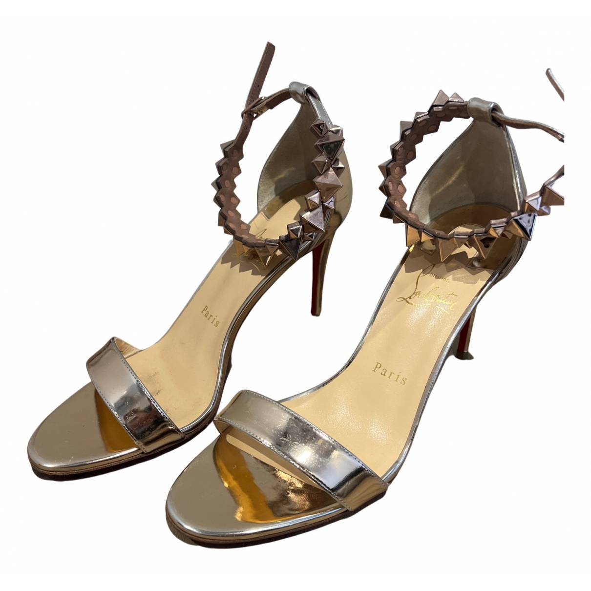 Patent leather sandal Christian Louboutin Gold size 39 EU in Patent leather  - 35564748