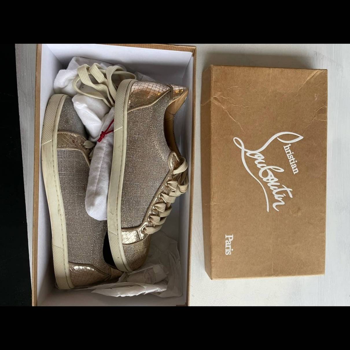 Christian Louboutin - Authenticated Trainer - Water Snake Gold for Women, Good Condition