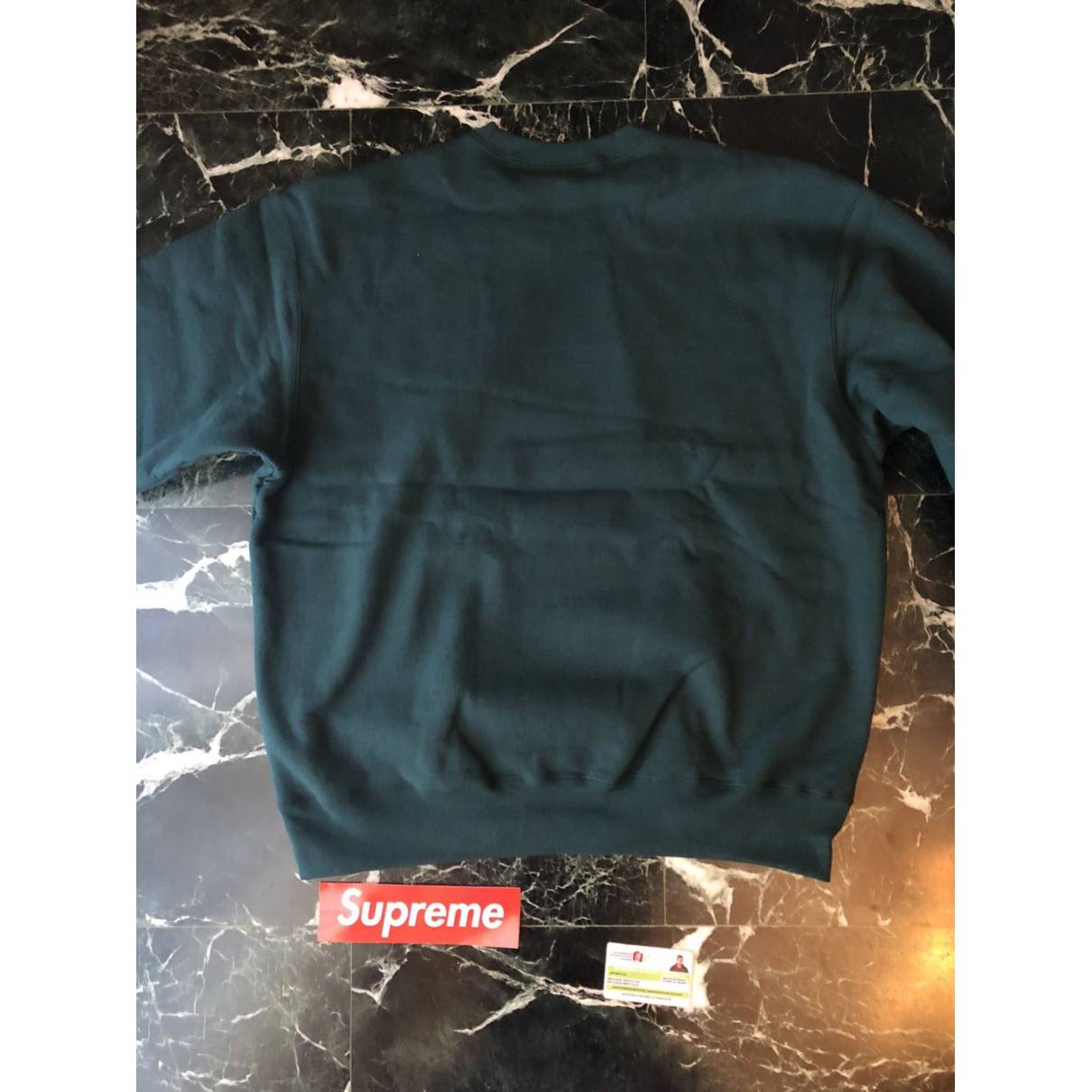 Box logo sweatshirt Supreme Green size XL International in Cotton