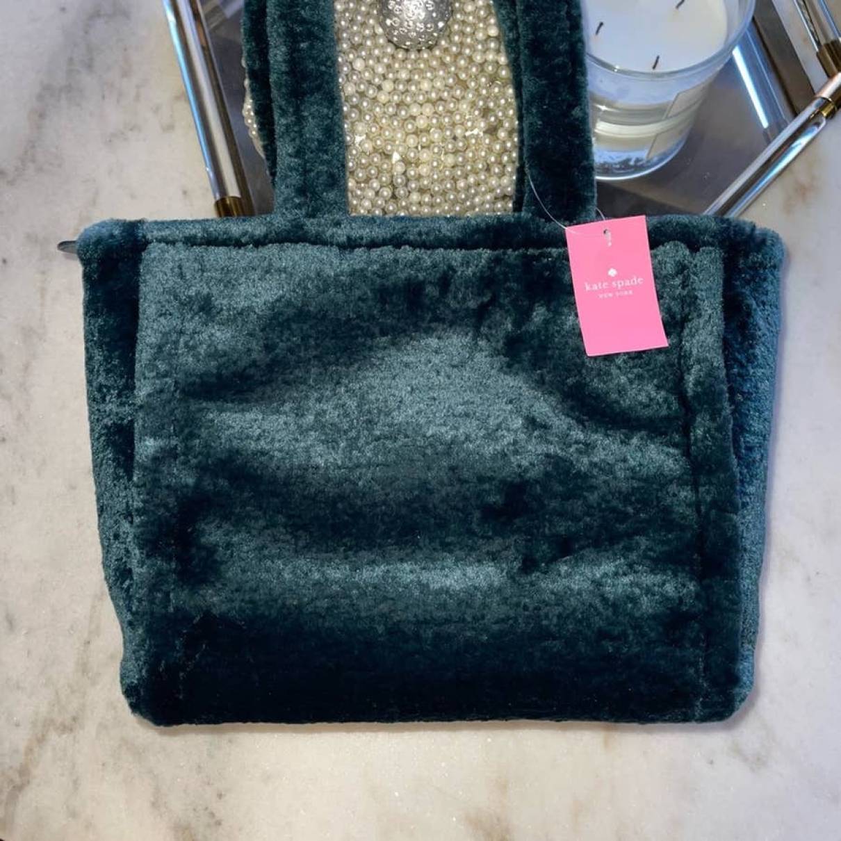 Kate Spade - Authenticated Handbag - Faux Fur Green Abstract for Women, Never Worn