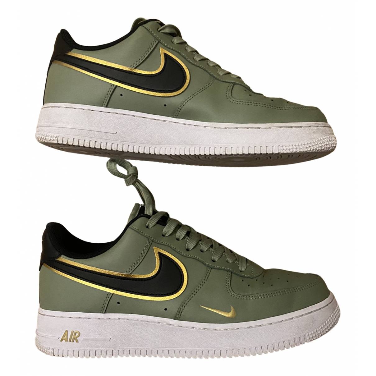 Air force 1 leather low trainers Nike Green size 42 EU in Leather - 24286616