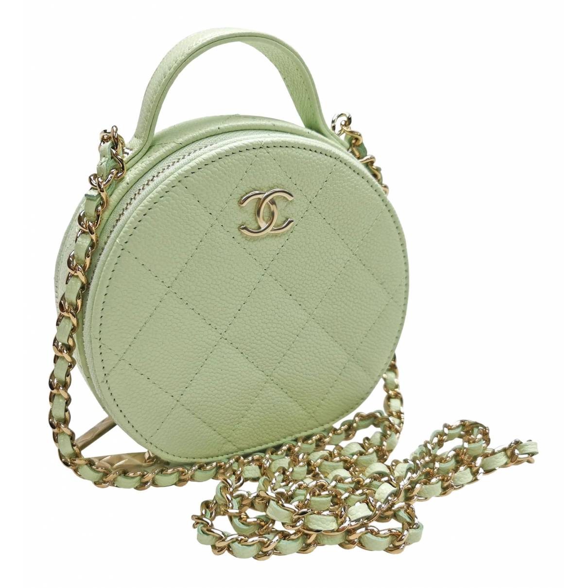 Leather vanity case Chanel Green in Leather - 24651530