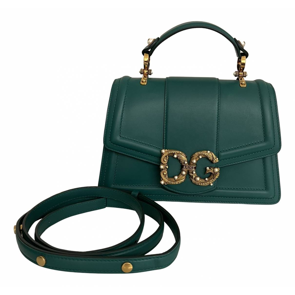 Dg amore leather tote Dolce & Gabbana Green in Leather - 28546091