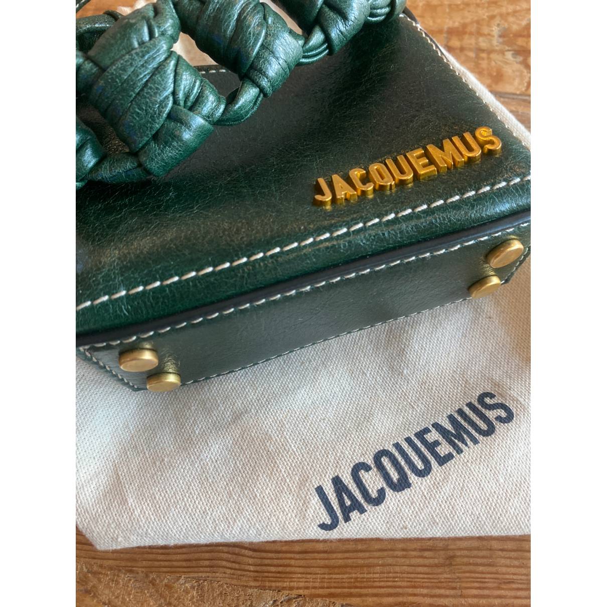 Luxury handbag - Le Petit Sac Noeud Jacquemus in green leather