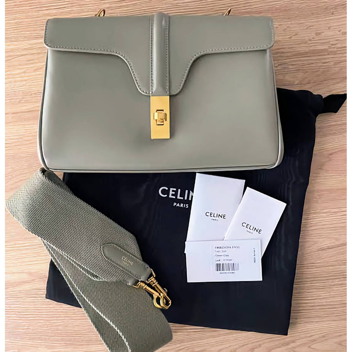 Sac 16 besace leather crossbody bag Celine Green in Leather - 34728523
