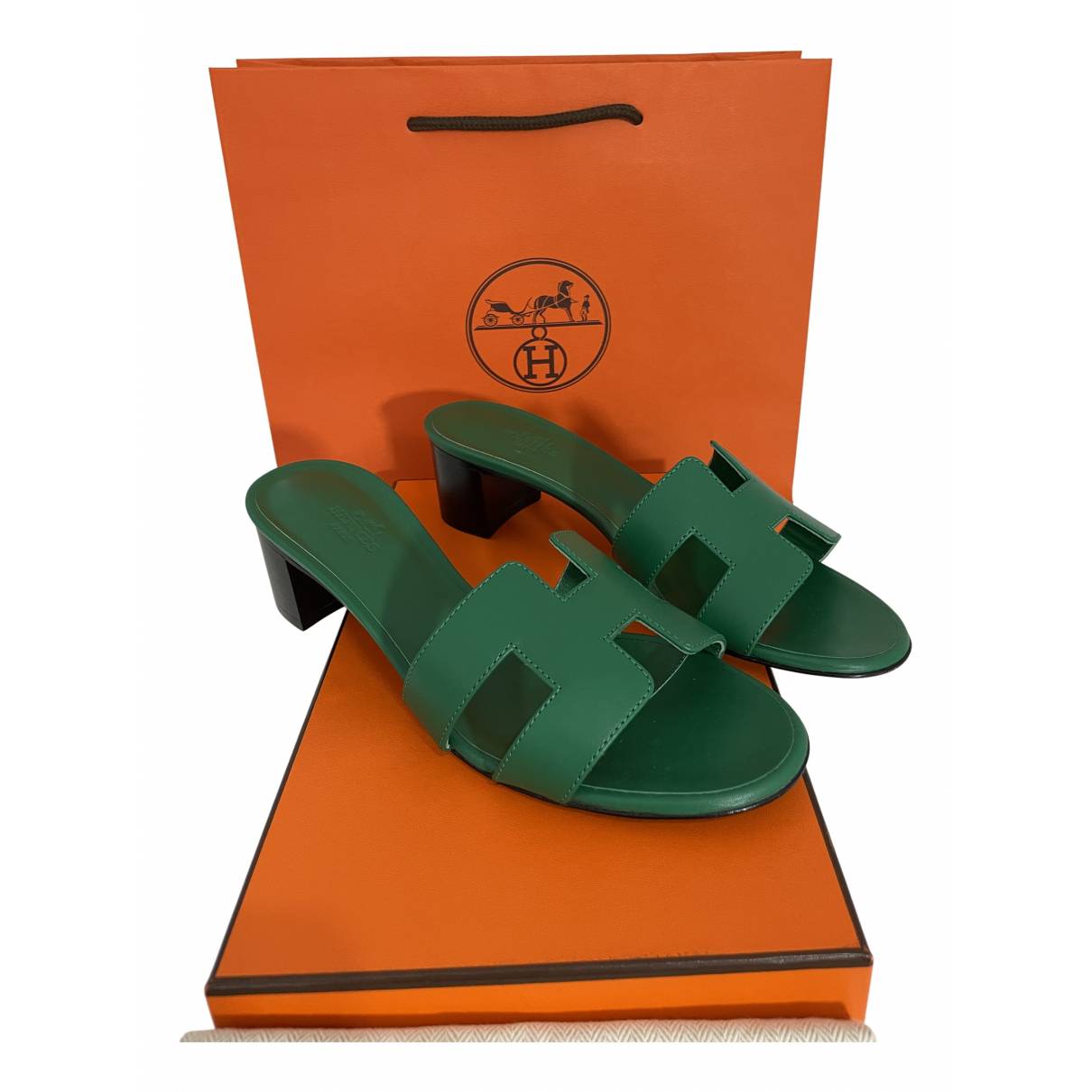 Sandals Hermès Green size 37 EU in Not specified - 25254064