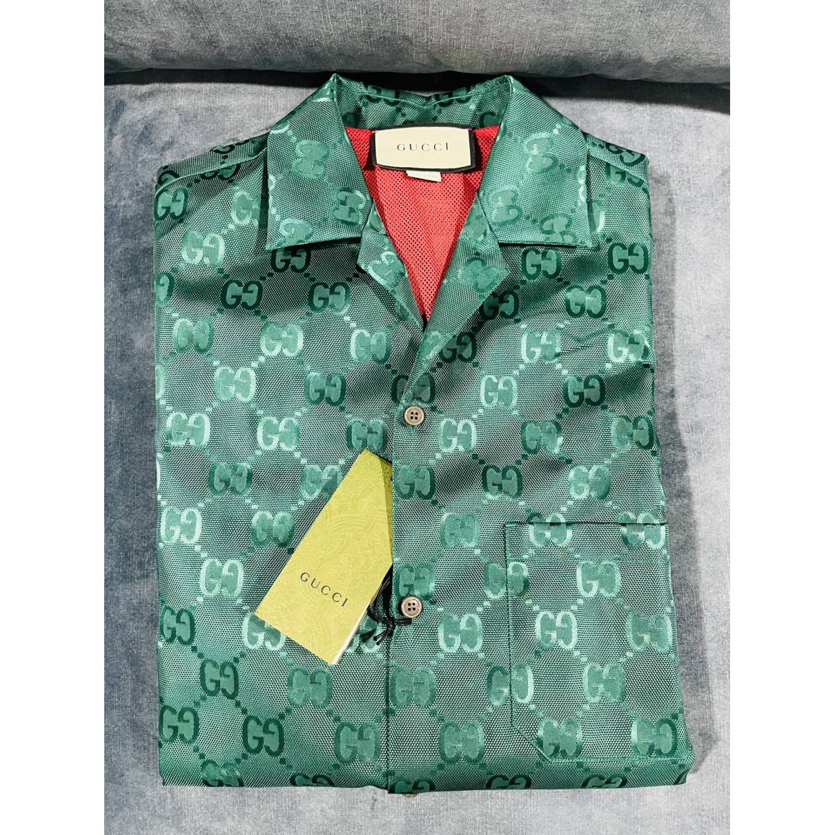 Gucci - Authenticated Shirt - Polyamide Green Plain for Men, Never Worn