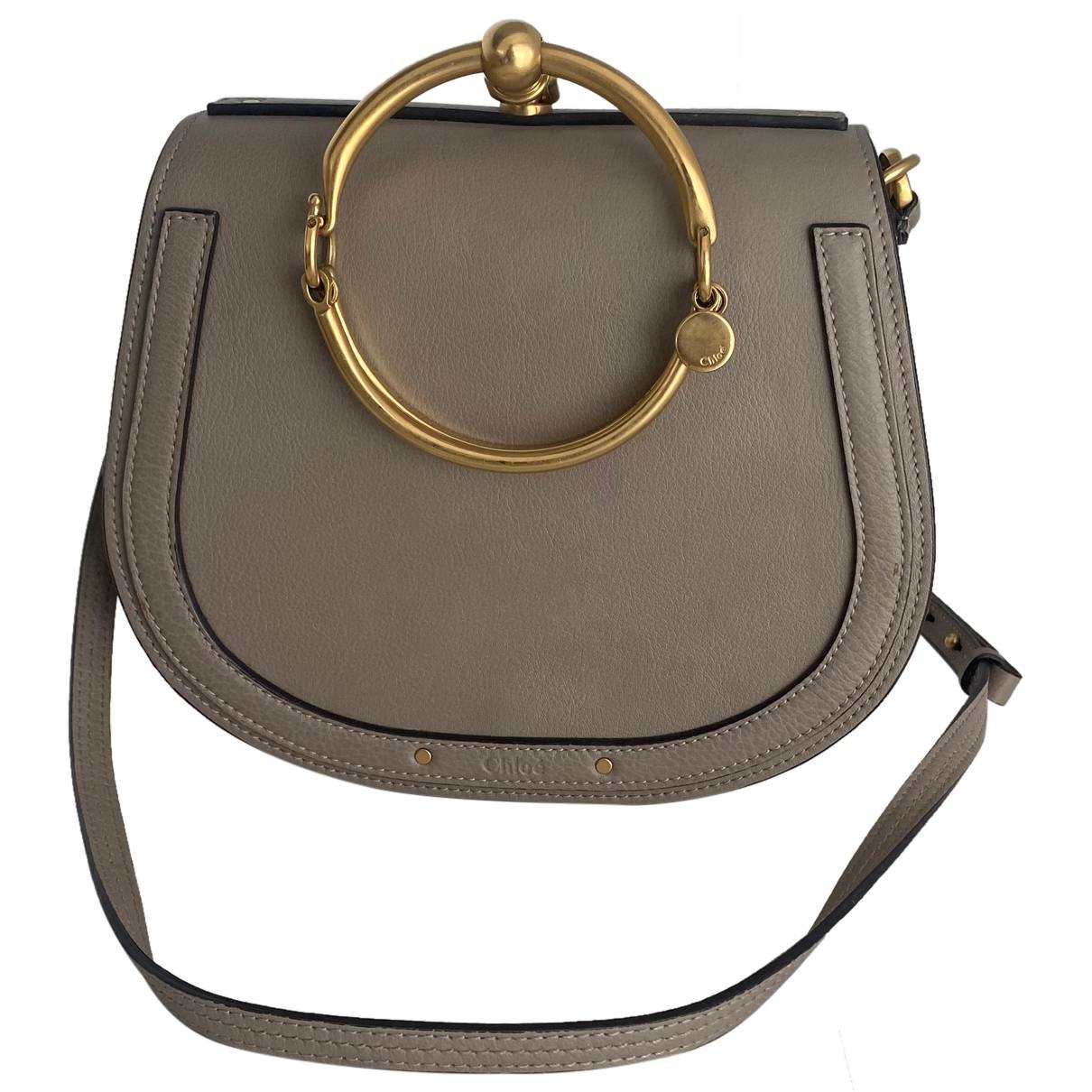Chloe Nile Medium Smooth/ Suede Calfskin Bracelet Bag- Mott Grey